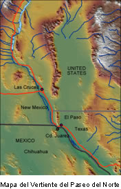 Mapa del area del Vertiente del Paso del Norte